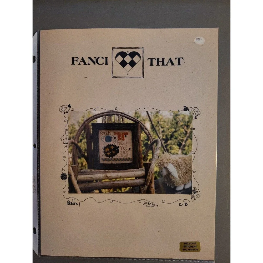 Vintage Fanci That Cross Stitch Pattern Baah Sheep Folk Art Primitive Chart C-8